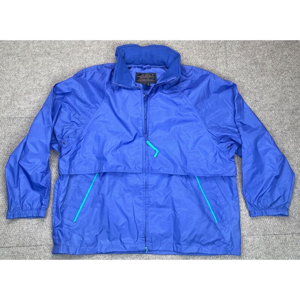 Eddie Bauer Vtg Mesh Lined Women's Blue Full Zip Windbreaker Jacket Size XL